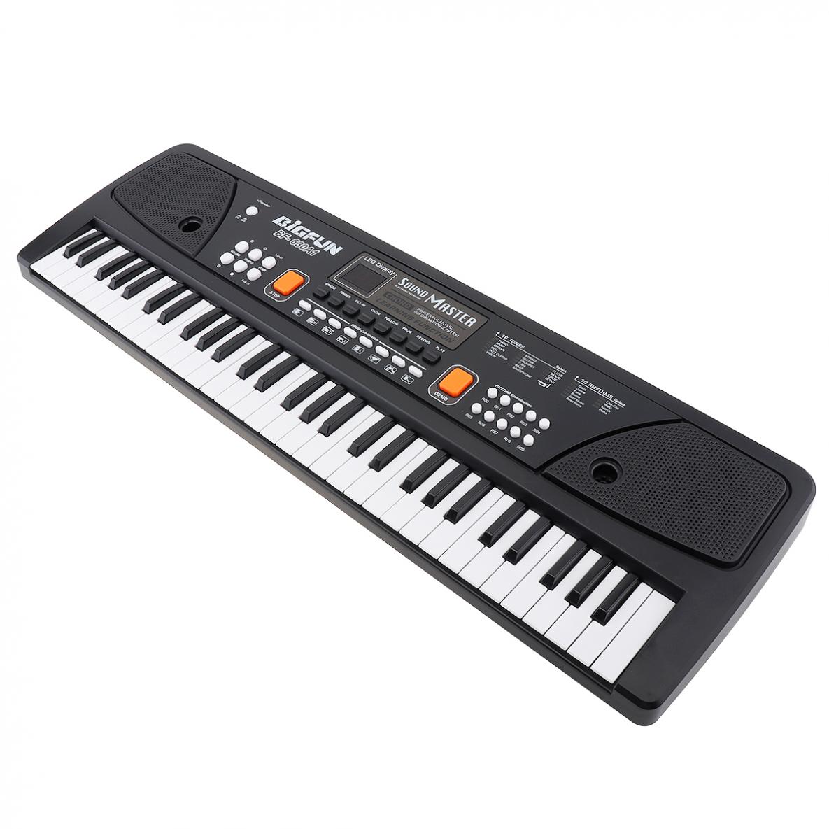 Teclado eletrônico piano digital com microfone, 49 / 61 teclas, tecla de música, presente para crianças, iluminação musical