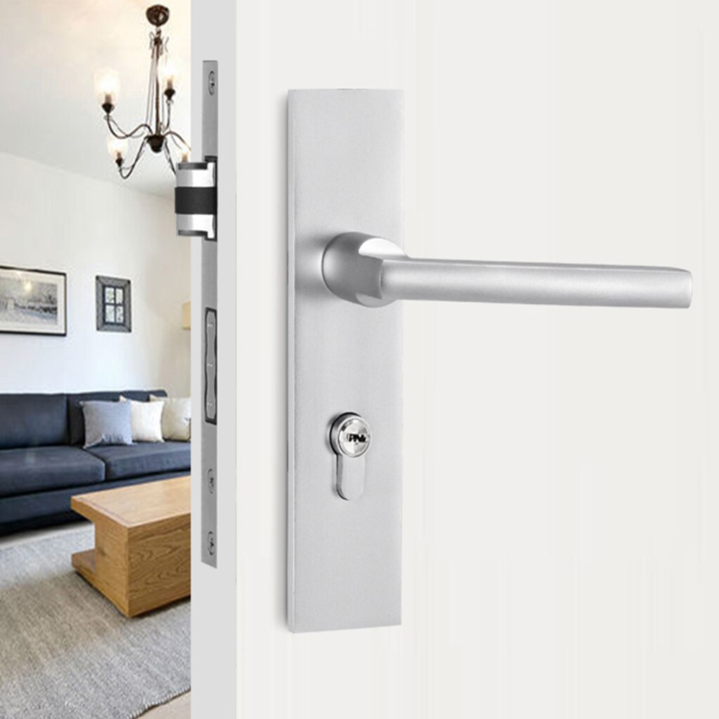Door Handle Lock Front Back Lever Lock Bathroom Bedroom Door Handles #1