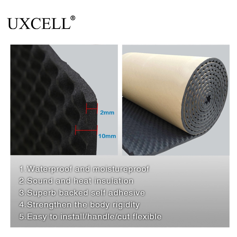 Uxcell 50*100/200/300/500cm ljuddämpare isoleringsmatta buller värmesköld isolering bildämpande skum bomull ljud