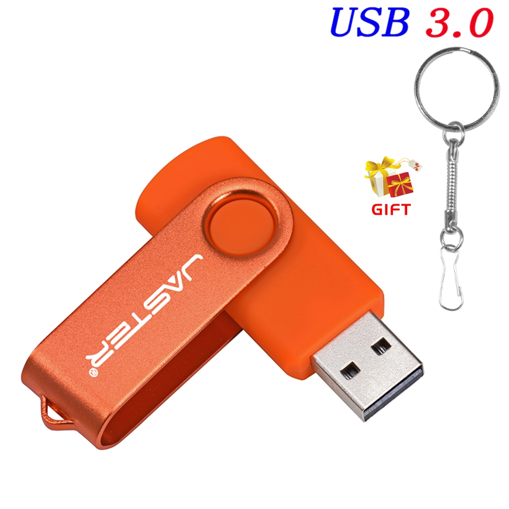 USB 3.0 USB Flash Drive 128GB Rotatable Pen Drive 64G Wedding Memory Stick 32G 16G Free Chain Pendrive 8G Silver USB Stick: Orange / 64 GB