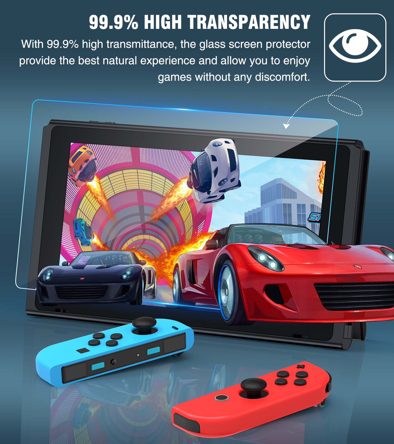 3pc 9h tempered glass screen protector for nintendo switch oled ns, glass accessory film