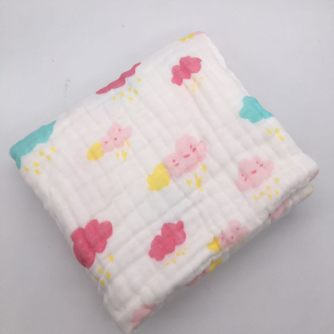 Babyfiltar nyfödd muslin swaddle 6 lager babyhandduk gasväv mjuk filt fast sängkläder set bomull sommartäcke: Rosa rådjur