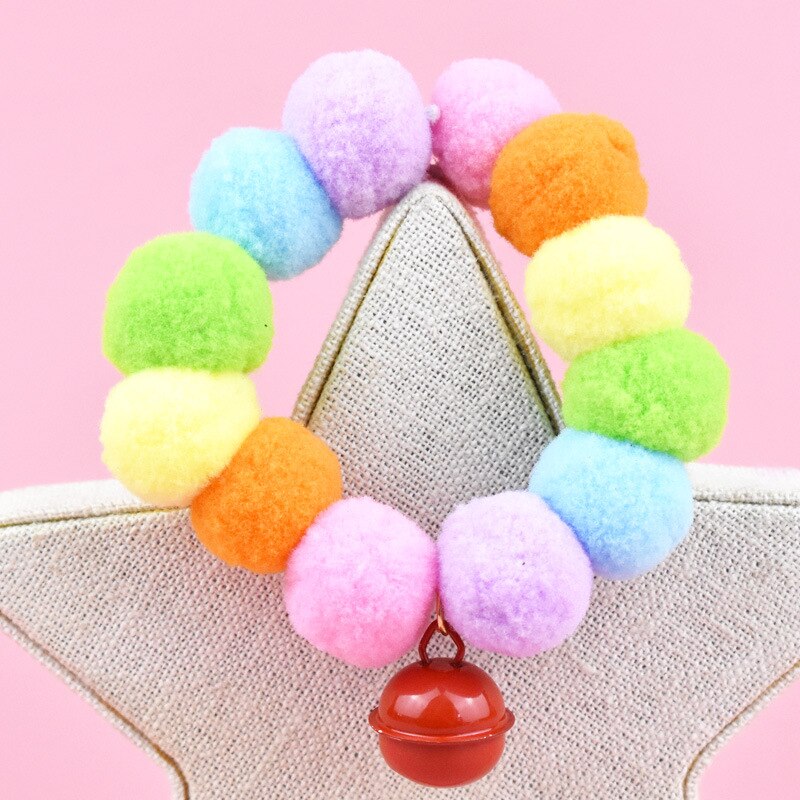 Katze Hund Kragen Neck Ring Niedliche Schal Bunte Plüsch Kugeln Strap Pet Fotografie Zubehör Katzen Halsbänder Perro Gatos Kot Dla kota: Colorful / 60cm