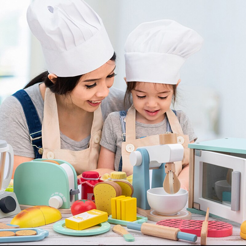 Giochi di cucina Giocattolo di Simulazione di Legno Macchina Da Caffè Tostapane Mixer Macchina Spremiagrumi Casa di Apprendimento Precoce Giocattoli Educativi Regalo