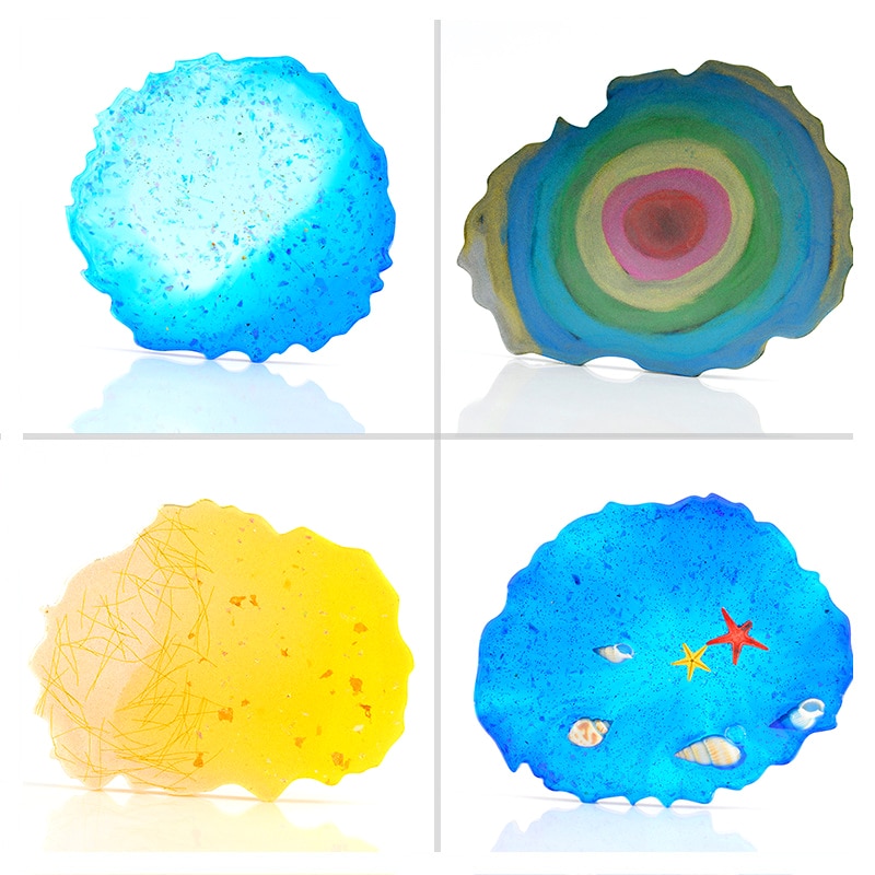 Crystal Resin Coaster DIY Kit Make Your Own Crystal Resin Coaster Individual Table Silicone Mat Placemat Coaster Stand