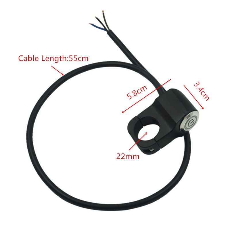 Motorcycle Switches 22mm 25mm Handlebar Mount Headlight Hazard Brake Fog Light Power ON-OFF With Indicator Light: 22mm(Red)