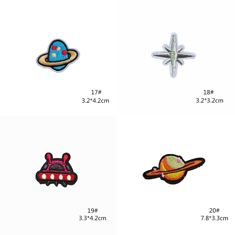 20 Pcs Diy Kind Kleding Accessoires Naaien Patches Outer Space Planeet Patroon Ijzer Op Flarden Borduurwerk Doek Naaien Patches