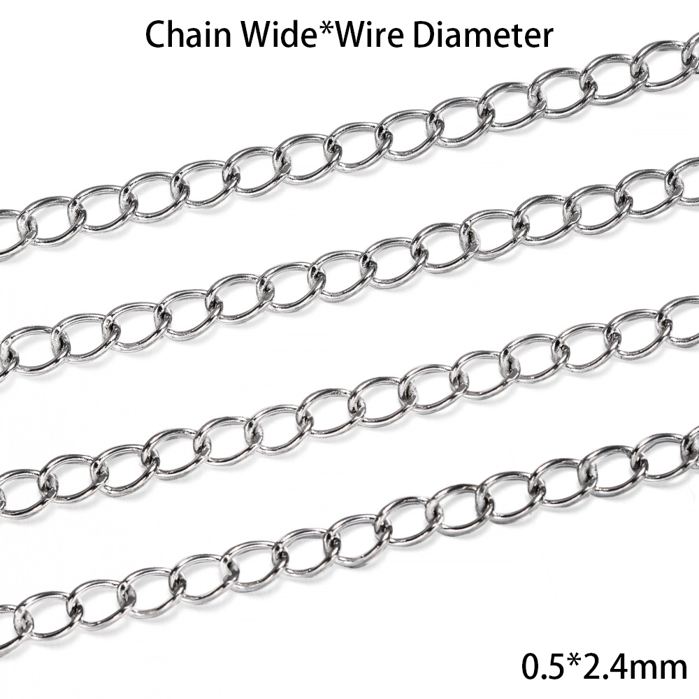 5 m/lote de cadena de acero inoxidable, cadenas de eslabones de varios estilos, nunca se decolora, cadena de collar a granel para hacer joyería DIY, accesorios: Verde