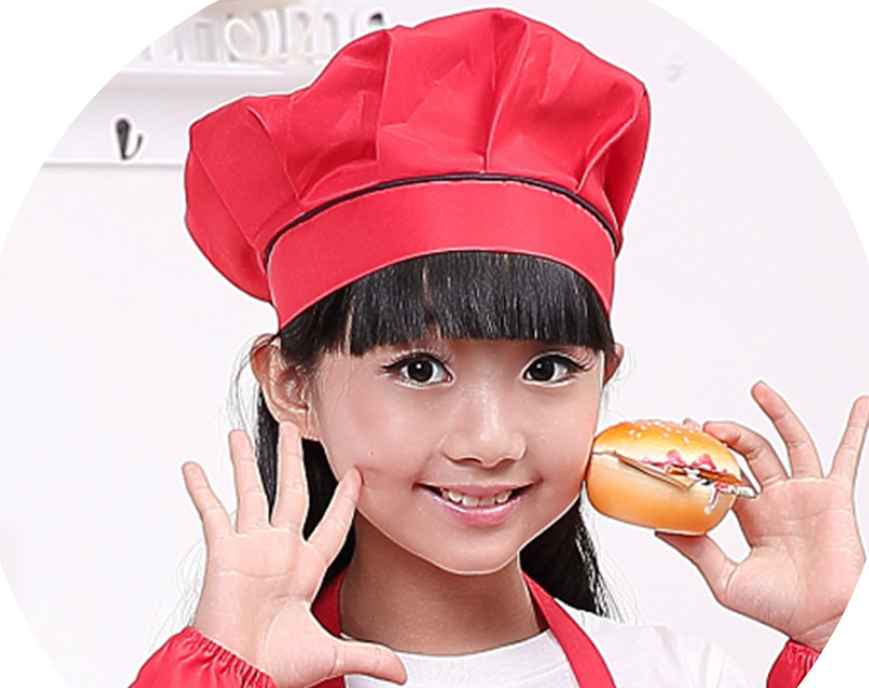 Sombrero de chico Chef para niños, gorro para hornear para niñas y niños, servicio de comida, gorros de trabajo de cocina, plisado liso, sombreros de pintura superior,