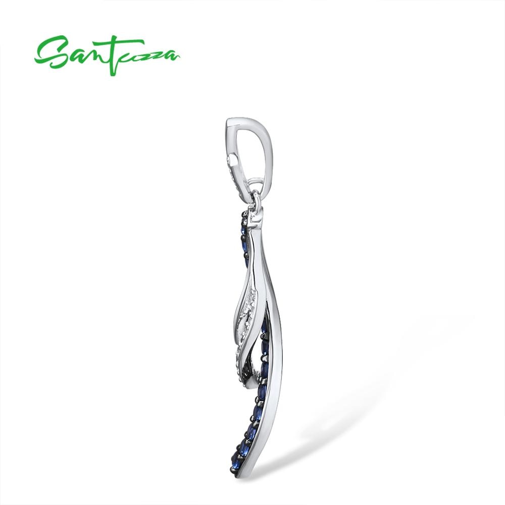 SANTUZZA – pendentifs longs en argent Sterling 100% pour femmes, bijoux élégants, à la , bleu brillant, blanc, zircone cubique, tendance, 925