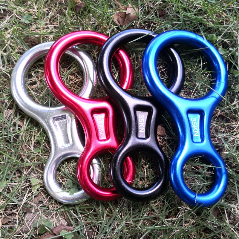 35KN Eight Rings Downhill Gear Camping Hiking Outdoor Climbing Device 8 Word Rope Rock Aluminum Alloy Climbing Descenders