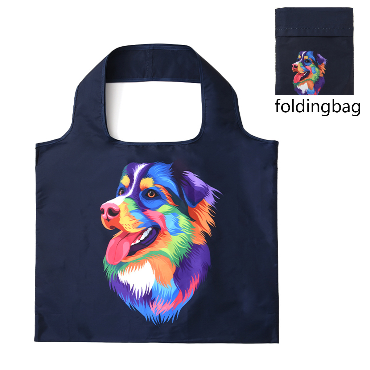 Van Gogh Hand Painted Oil Painting Shopping Bag Famous Painting Pattern Storage Bag Portable Foldable Travel Bag One Shoulder: Blue