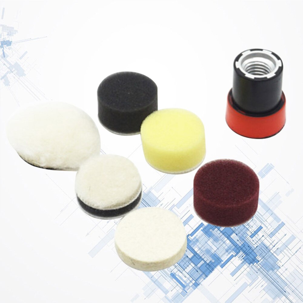 7 Stks/set 1.2 Inch Polijsten Spons Pads Spons Wiel Kit Wol Zelfklevende Afdichting Buffer Voor Auto: Default Title