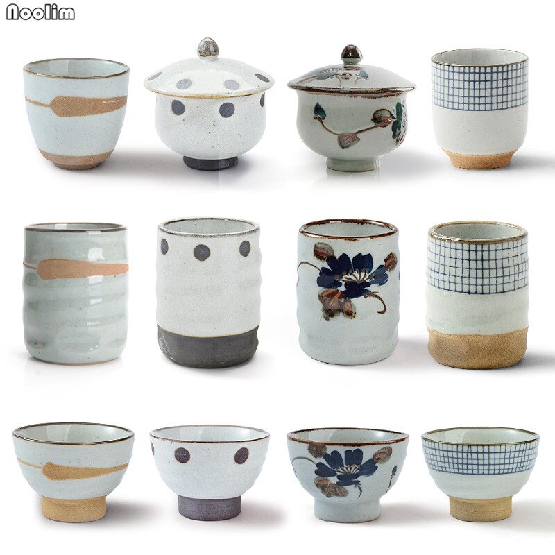 Retro japansk keramisk suppekop groft keramik håndmalet personlighed tekop kaffe vin kopper drikkevarer forsyninger