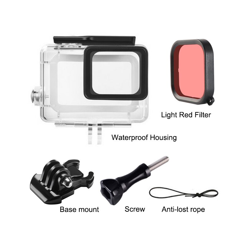 Kit de filtros Paquete de 3 lentes de Color rojo Magenta Filtro de Color rojo para GoPro Hero 5 6 7 negro 45m carcasa impermeable accesorio de carcasa: Kit C