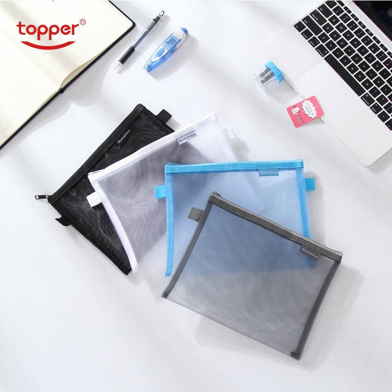 Deckel 1 stücke/freies shiping A4A5 transparent Gittergewebe doppel-reißverschluss tasche Schüler datei tasche bleistift fallen ordner kosmetik tasche datei Halfter
