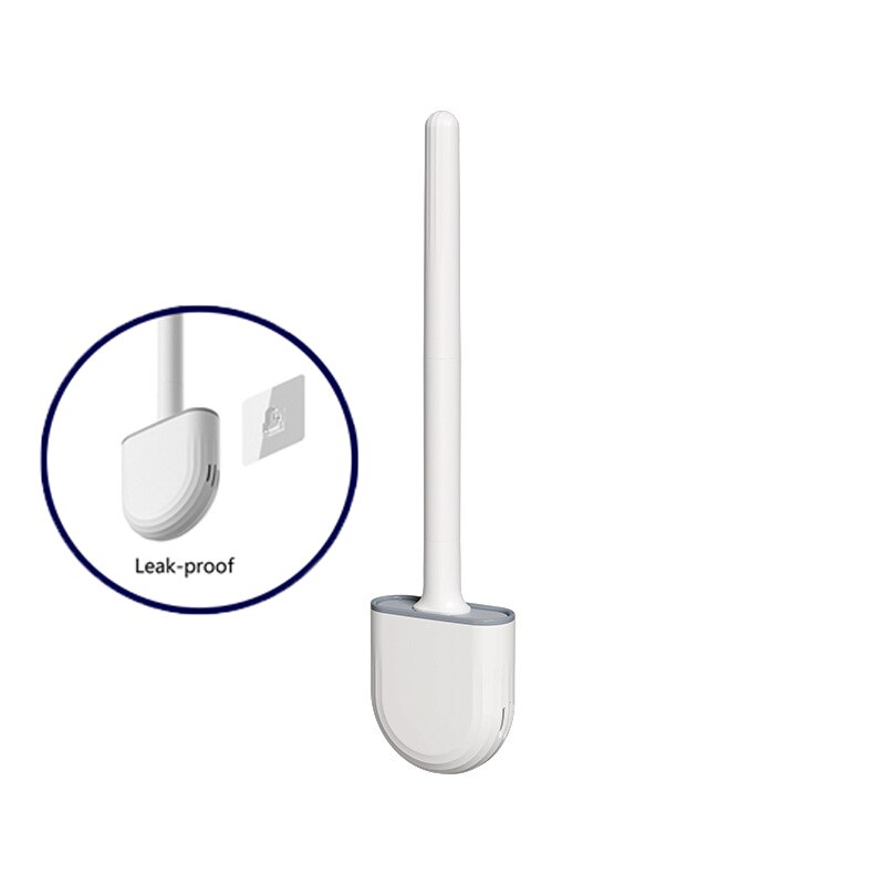 Brosse de toilette en Silicone Durable, Golf brosse de toilette créative à Long manche, brosse de nettoyage sans impasse, outil domestique, accessoires de salle de bain: White Leak-proof