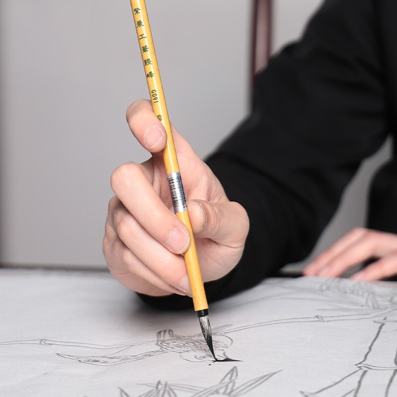 Juego de pinceles de caligrafía, pincel de pelo de comadreja para principiantes, pincel pintado a mano, pintura de paisaje chino, flores y pájaros