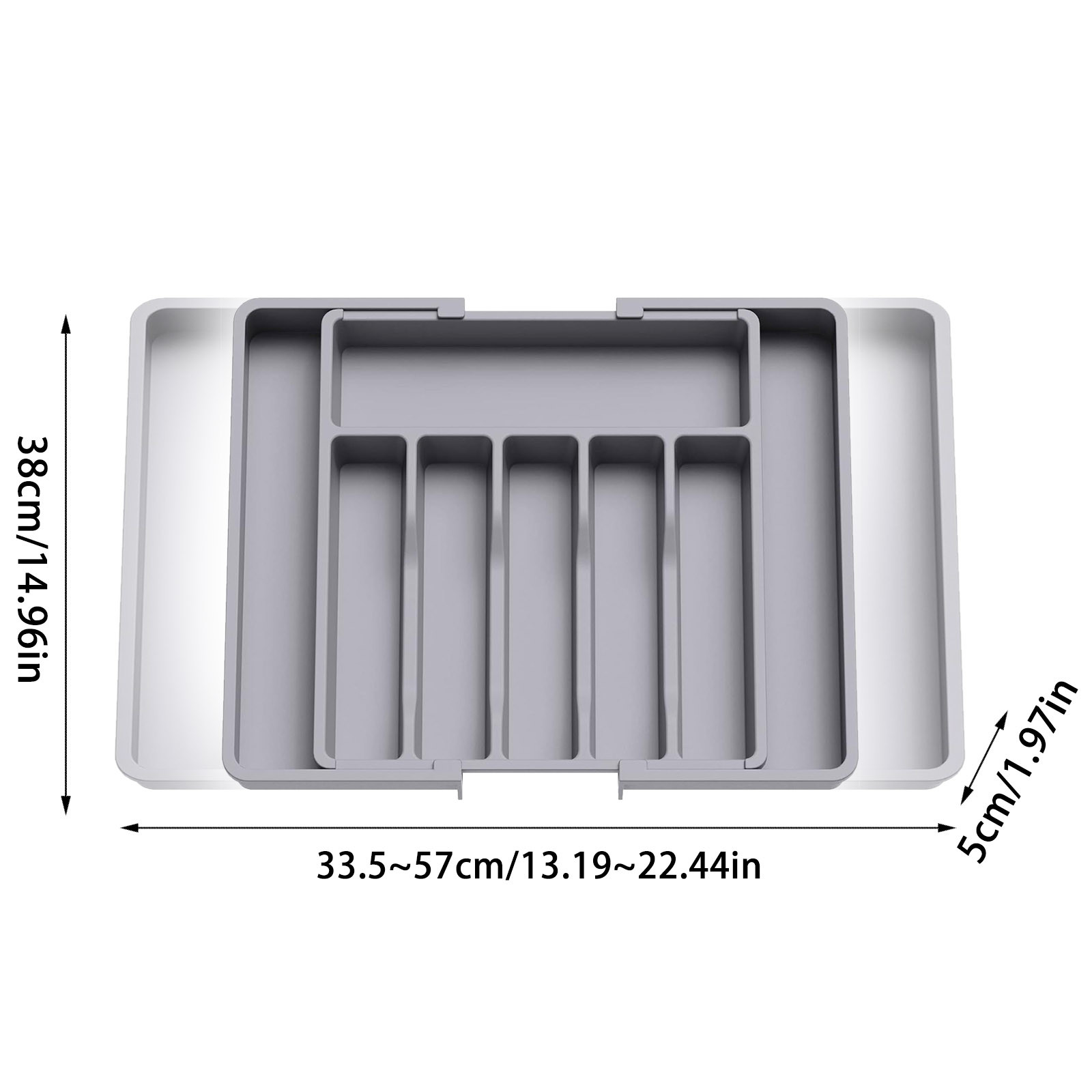 Organizador de cajones para cubiertos, bandeja de utensilios expandible para cocina, cubiertos ajustables y soporte para cubiertos para cucharas, tenedores y cuchillos