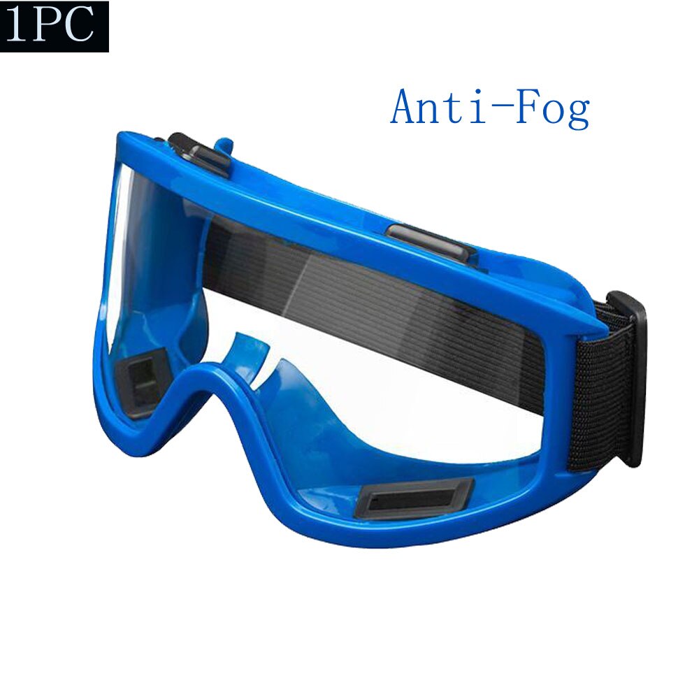 Gafas protectoras transparentes de seguridad, lentes de trabajo a prueba de viento, antisalpicaduras, para investigación Industrial, ciclismo y equitación: Blue frame