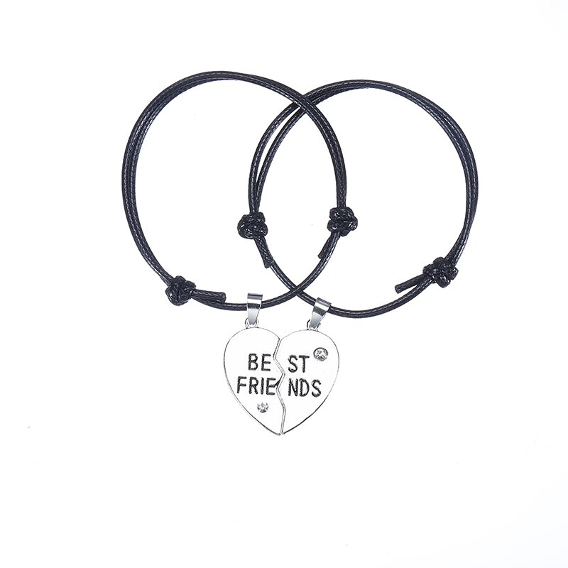 2Pc Hartvormige Stiksels Beste Vriend Ingelegd Gekleurde Strass Armband Carving Vrouwelijke Sieraden Directe Verkoop: B