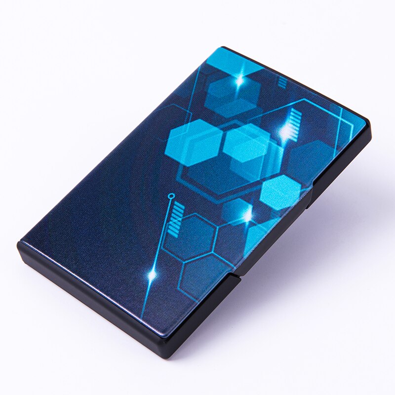 ZOVYVOL Metall Visitenkarte Kasten Name Karte fallen RFID Sperrung Clever Brieftasche Verschiedene aufbringen Kreditkarte Halfter: 213 Technology blau