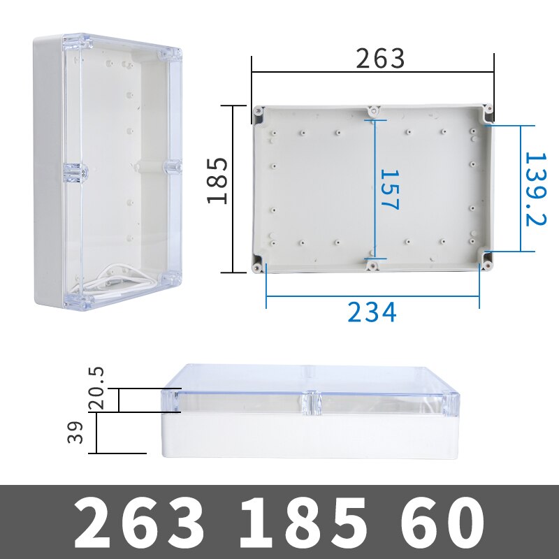 Transparent Waterproof Outdoor Enclosure Plastic Box Electronic Project Case Instrument Electrical Box Junction Box Housing