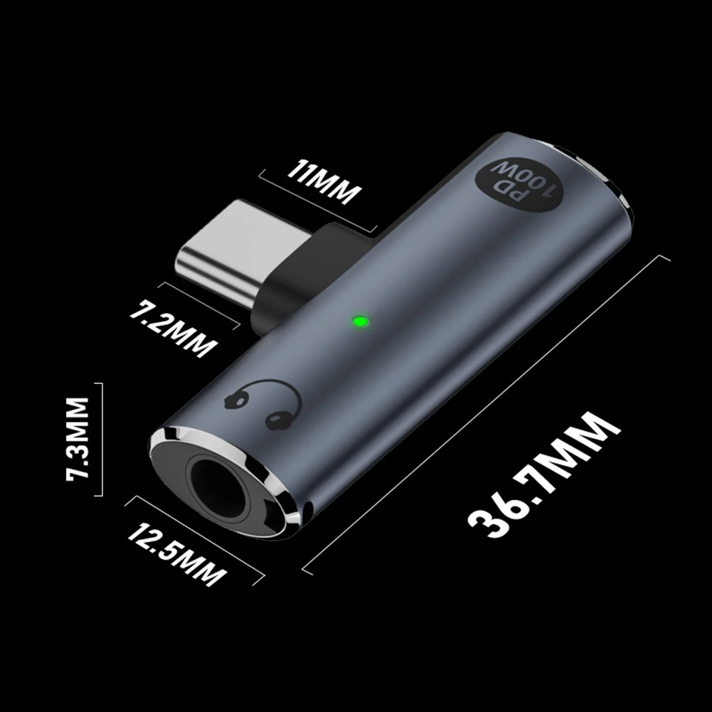2 en 1 conector de carga de auriculares tipo C adaptador de Audio auxiliar PD100W USB C a 3,5mm suministros de conector de auriculares HiFi