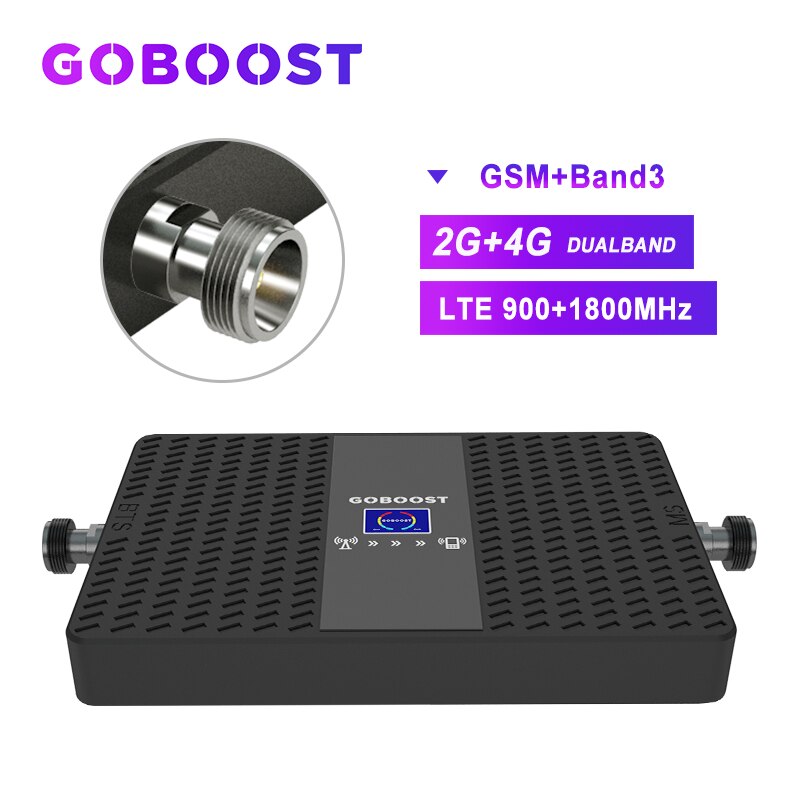 Goboost gsm 900 celular sinal impulsionador repetidor lte dcs 1800 gsm amplificador 4g impulsionador de sinal 70db lcd didplay 4g rede