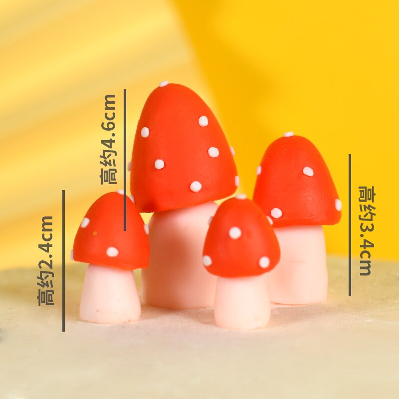 Cakelove 1pcs Party Cake Topper Cute Cartoon Animal Decor Ceramic Process Kids Baby Birthday Party Decoration Animals: mushroom 4pcs