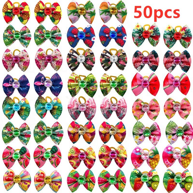 30/50Pcs Hond Haarelastiekjes Hond Haaraccessoires Elastiekje Hond Accessoires Kleine Hond Bows Honden Haar bows Dierbenodigdheden: 50pcs