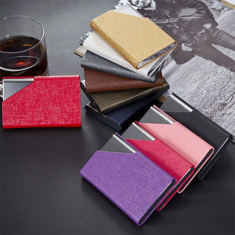 Business ID Credit Card Holder For Women Men Brand Metal Aluminum Card Case PU Leather Porte Carte Metal Card Box