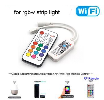 Wifi fjernbetjening alexa google hjemme stemmestyring rgbw rgb cct  ws2811 ws2812b pixel led strip lys skift/dæmper/timer: Wifi rgbw rf