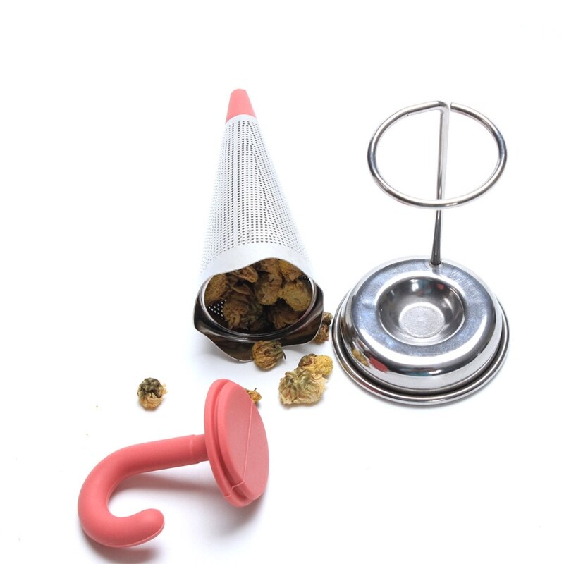 Infusor de té de acero inoxidable en forma de paraguas, filtro de especias de silicona a base de hierbas, colador, soporte para amantes del té