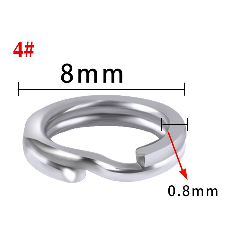 50/100 stk fiskering i rustfritt stål splittring fiskeslukkobling solid ringtilbehør fiskekrok snapsluksvivel: 8mm / 100 stk
