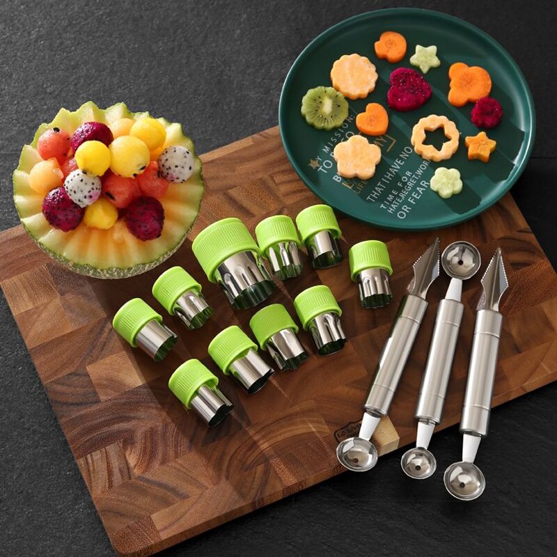 Digger Watermelon Spoon Fruit PlatterTool Set Carving Knife Die Cutting FruitAnd Vegetable Shape Round Slicer