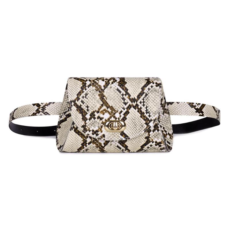 Riñonera de piel sintética con estampado de serpiente para mujer, bolso de cintura con estampado de serpiente: Camel