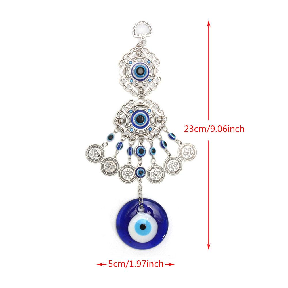 Turkish Blue Glass Evil Eye Amulet Wall Hanging Home Decoration Lucky Protection Turkish Alloy Wall Hanging