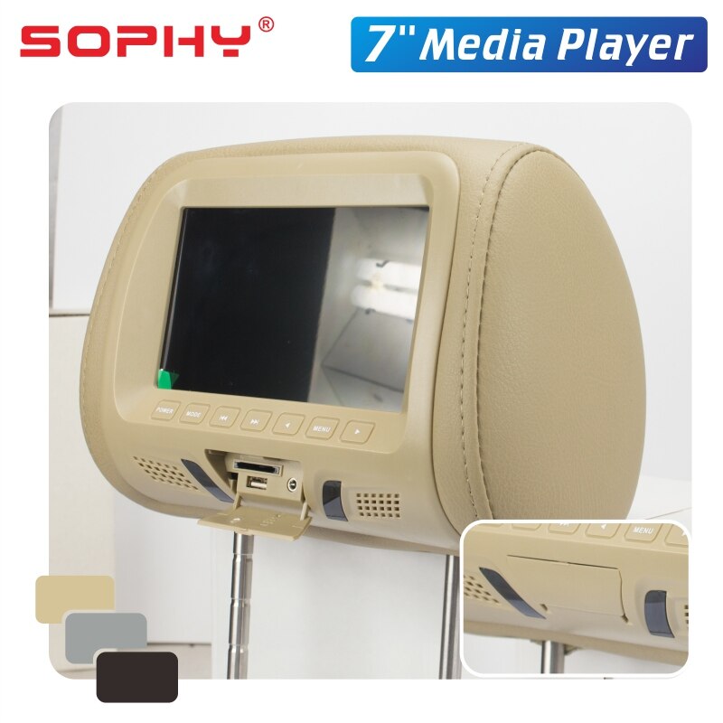 7 zoll Universal Auto Kopfstütze Monitor Automobil Hinten Sitz Unterhaltung Multimedia Video Player AV USB SD MP4 FM