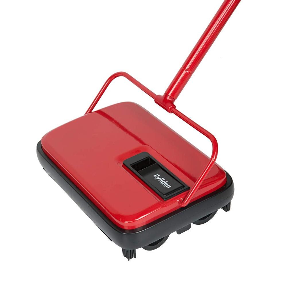 Eyliden Carpet Floor Sweeper Cleaner Hand Push Automatic Broom for Home Office Carpet Rugs Dust Scraps Paper Cleaning with Brush: Red