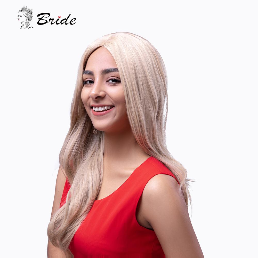 BRIDE Long Wave Wig Synthetic Blonde Wigs for Women Extension Cosplay Wig Natural Include Hair Cap Costum Fiber Hair Daily