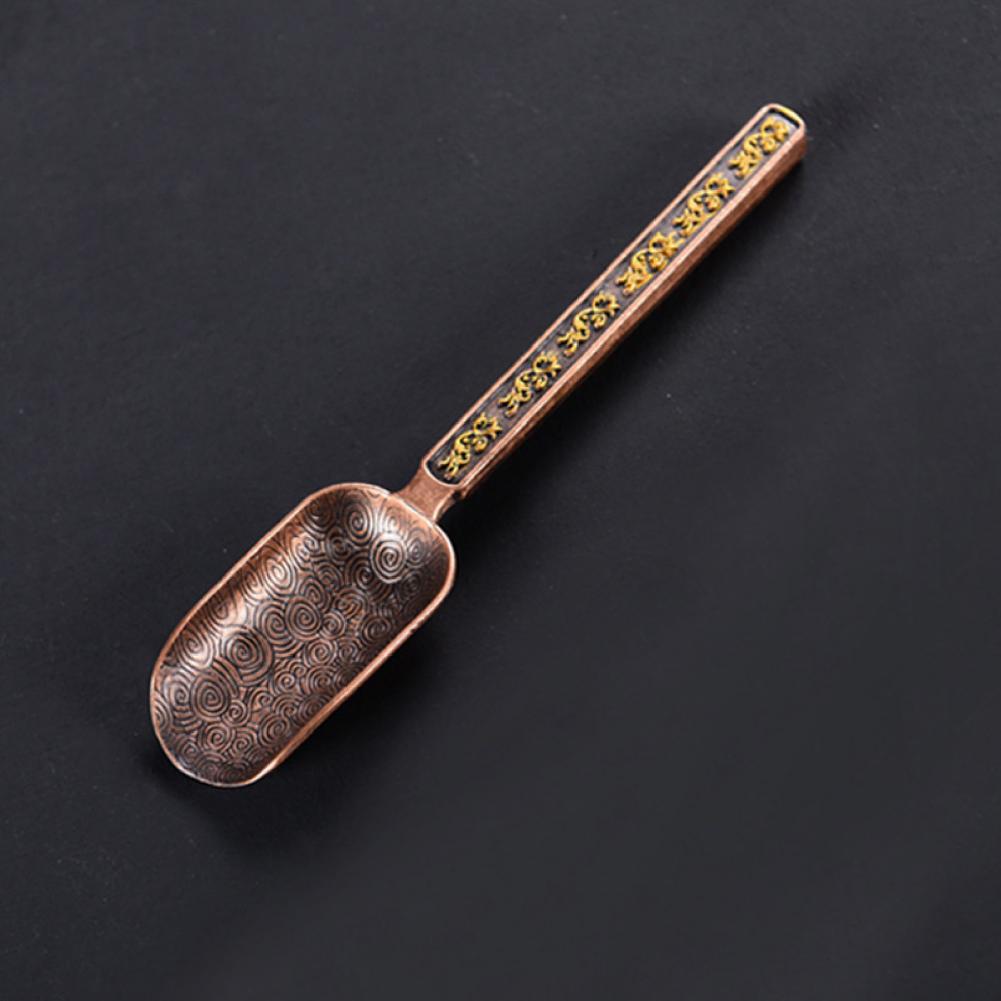 Cuchara de té de bronce Retro Para casa de té, cucharón compacto y versátil de Metal, cuchara de té chino Kongfu, accesorios de herramientas