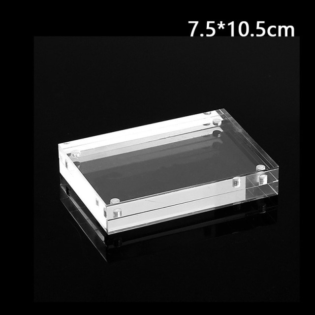 Diy akryl číry magnetický fotorámik obdĺžnik rámik na obrázok vizitka držať bytový dekor narodeninový dekor: C