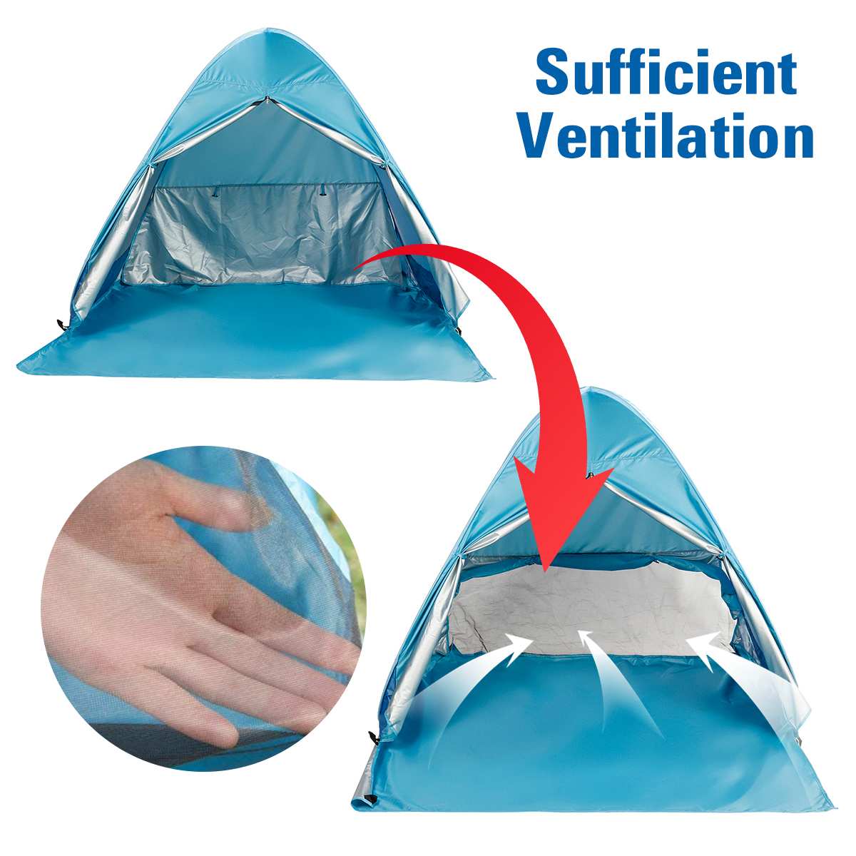 2-5 Person Auto set-up Portable Beach Tent Anti UV Shelter Camping Fishing Hiking Picnic Outdoor Camping Ventilation&Cool