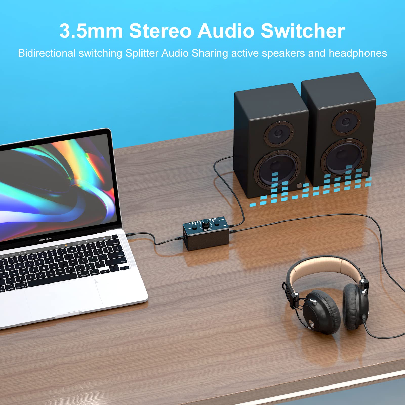 Audio Switch with 3.5 mm Jack Audio Switch 2 Inputs 1 Output @ 1 Input 2 Output Analogue Stereo Aux Switch Audio Selector Vpfet