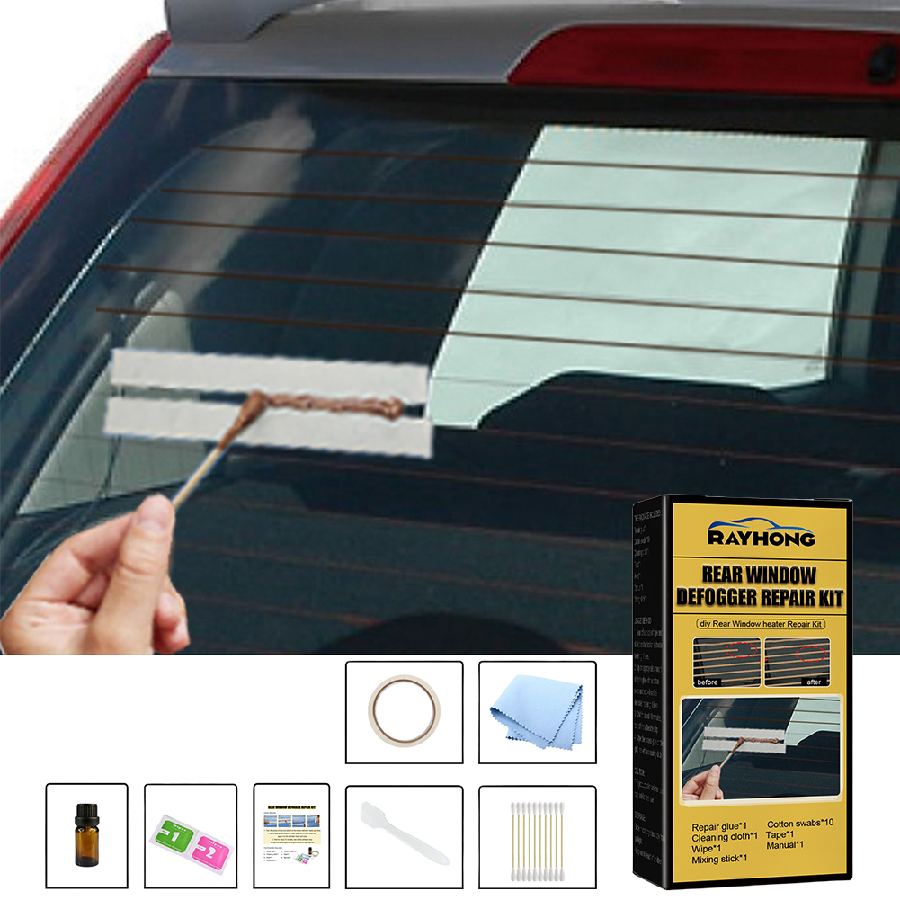 Kit de reparación de desempañador de ventana trasera de coche, Kit de descongelación de rejilla de reparación rápida DIY, calentador de fijación, rejilla descongeladora de líneas de vidrio, accesorios para coche
