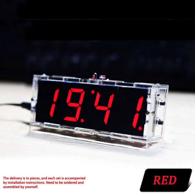 Diy Digital Led Clock 4digit Light Control Temperature Date Time Display Transparent Case Indoor Outdoor With Speech Alarm Clock