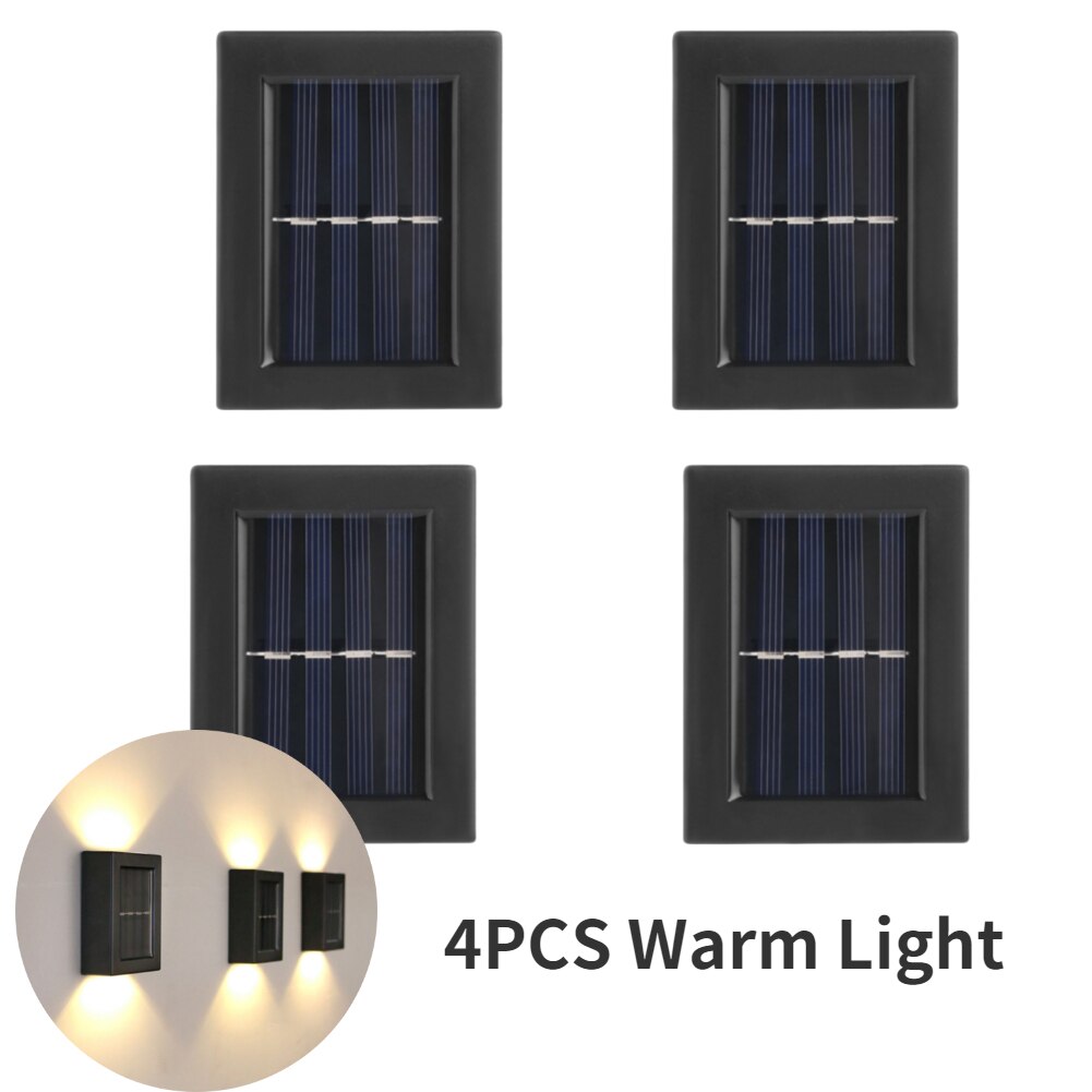 Smart Solar Led Outdoor Light Waterdicht Tuin Decor Lampen Voor Balkon Binnenplaats Straat Muur Licht Tuin Outdoor Solar Lamp: 4pcs Warm Light