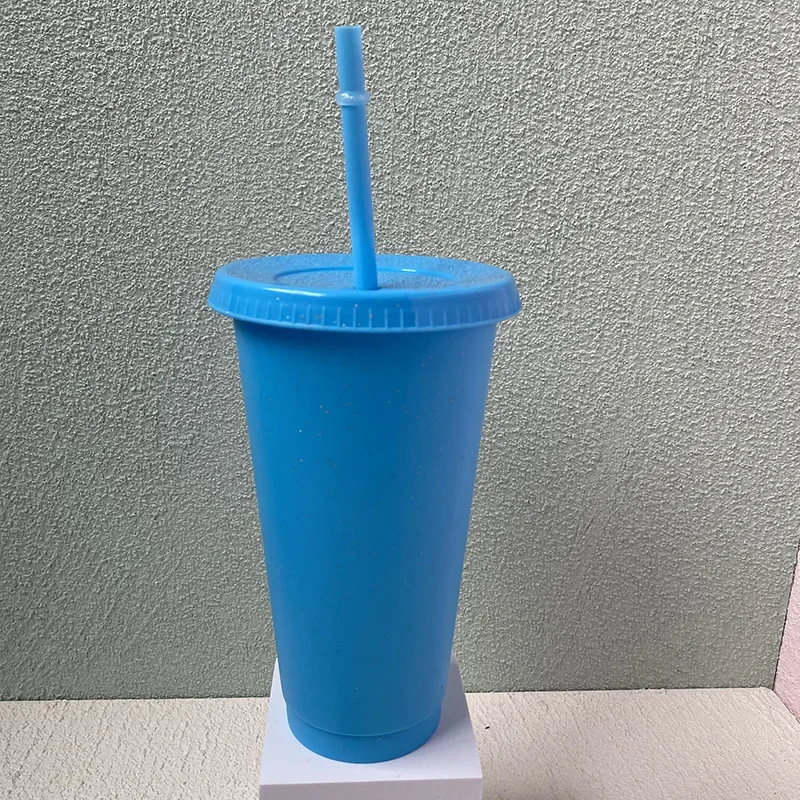 Kreatywny Kubek ze Słomką, Brokatowy Kubek z Cekinami, Kolorowy Kubek robić Kawy i Soku ze Słomką, Prosty, Uroczy, Popularny w Internecie Kubek z Plastikowym Dnem, Przenośny Kubek na Zewnątrz: zielony