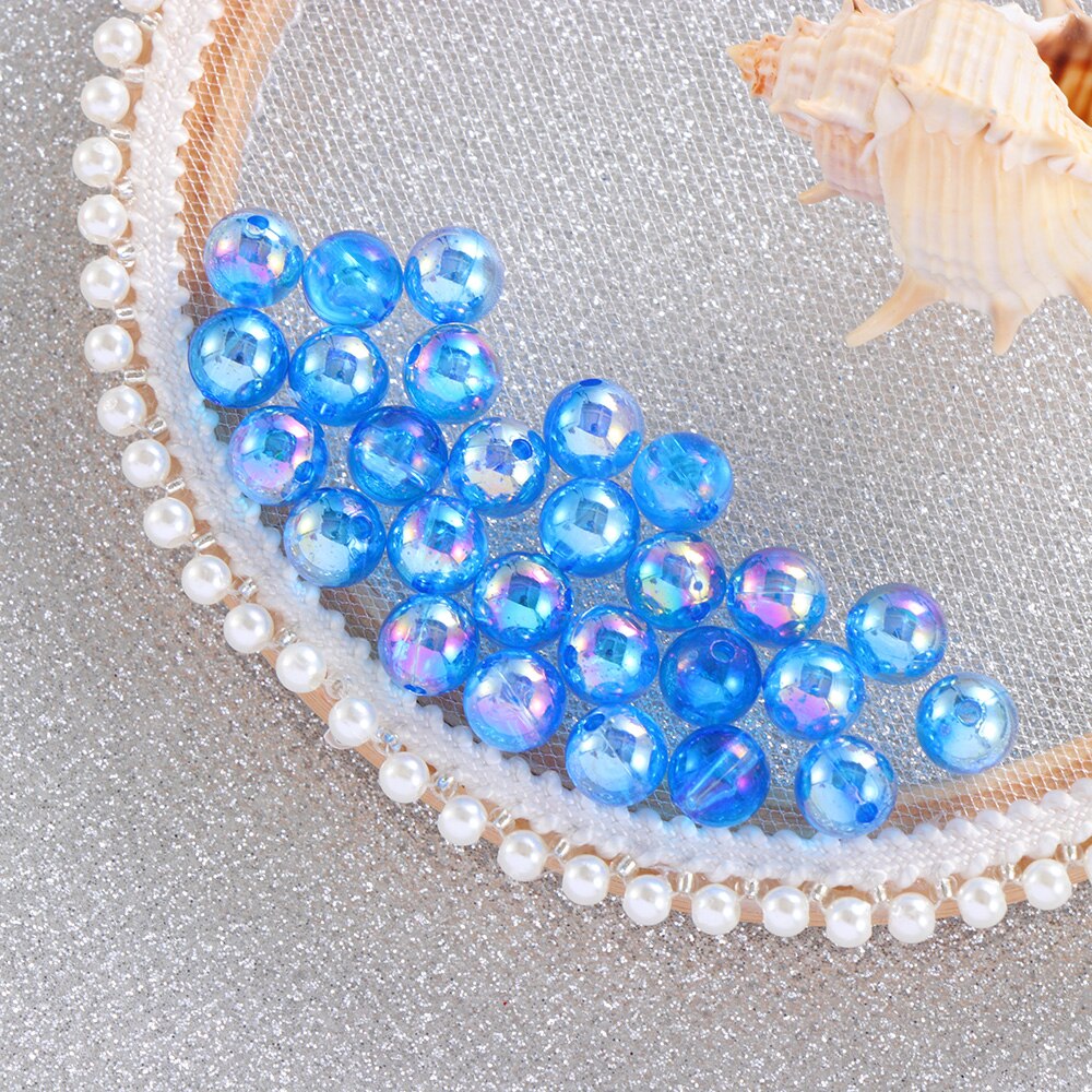 50pcs 8mm Colorful DIY Beads Round Acrylic Handmade Beads with Hole for Craft Making DIY Bracelet Necklace